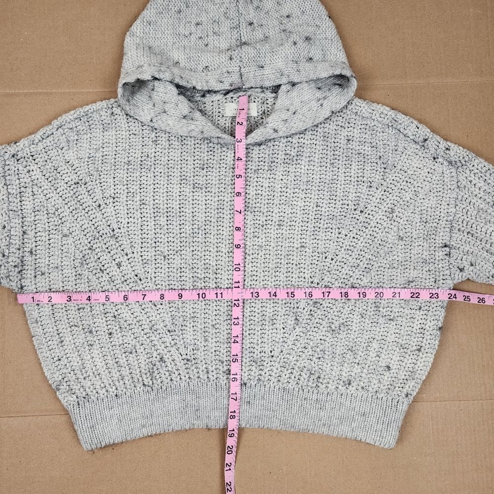 Lucky Brand Hooded Sweater Grey Knit Crop Size M - Picture 7 of 13